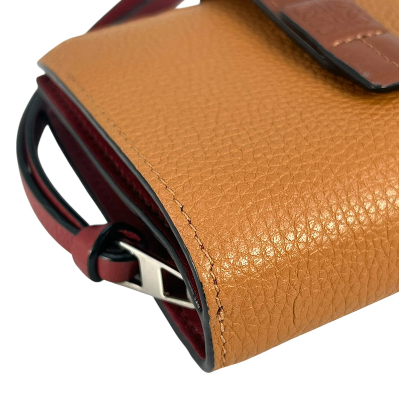 Loewe Calfskin Vertical Compact Wallet - Brown 