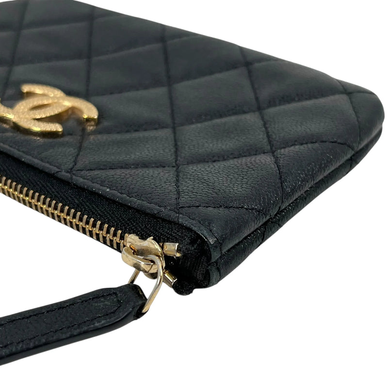 CHANEL Caviar Leather Classic Zip Coin Case - Black 