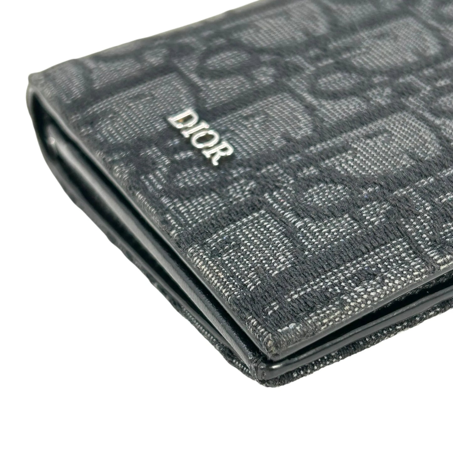 Christian Dior Oblique Jacquard Vertical Long Wallet - Black 