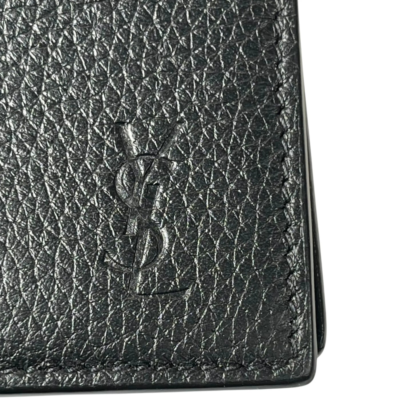 SAINT LAURENT Leather Card Case - Black 