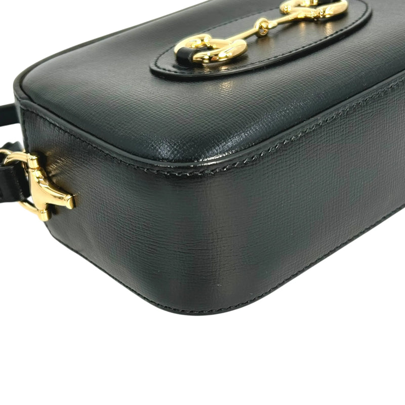 GUCCI Horsebit 1955 Leather Small Shoulder Bag - Black