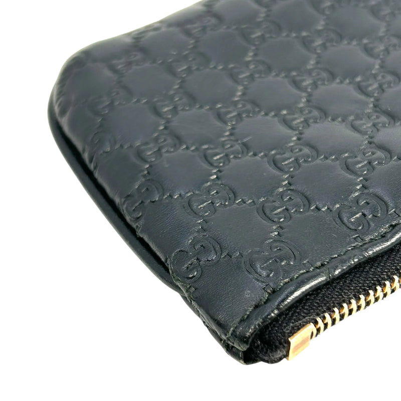 GUCCI マイクログッチシマ レザー キーケース コインケース - ブラック