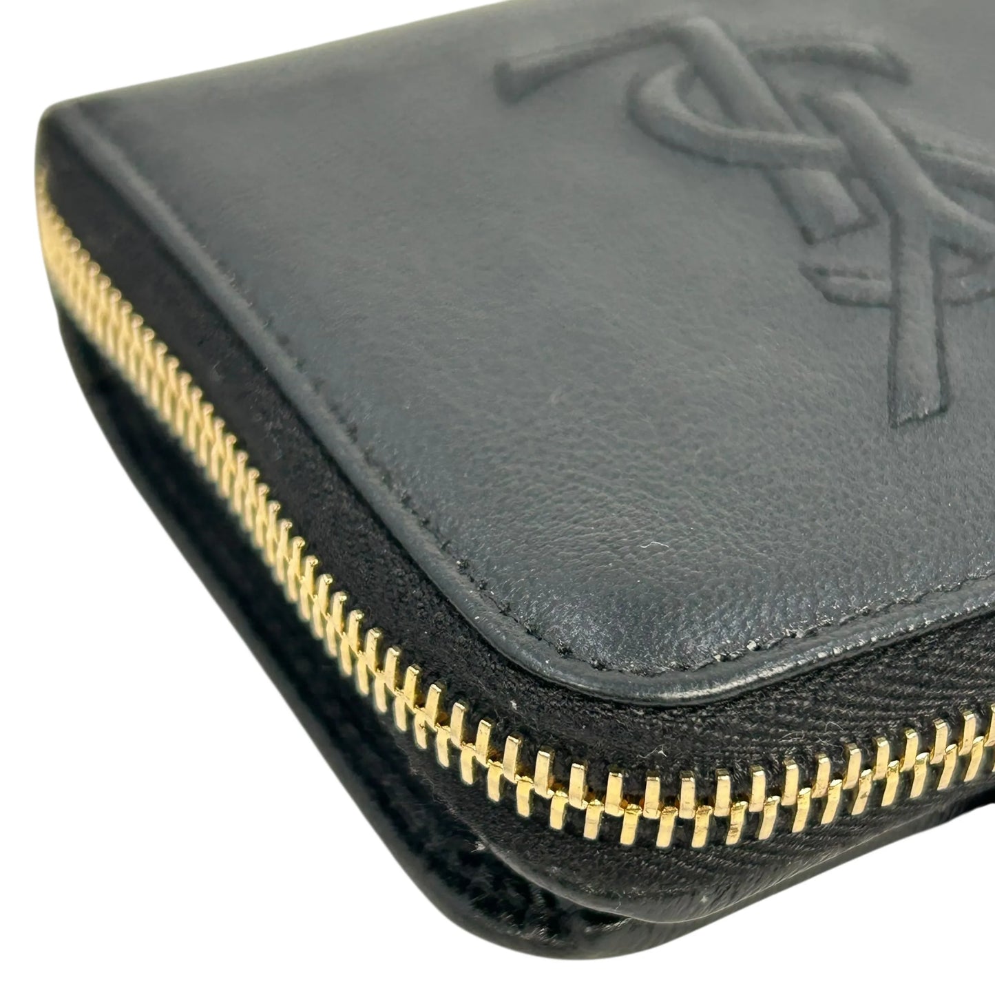 SAINT LAURENT カサンドラ ラウンドジップ レザー コンパクトウォレット - ブラック