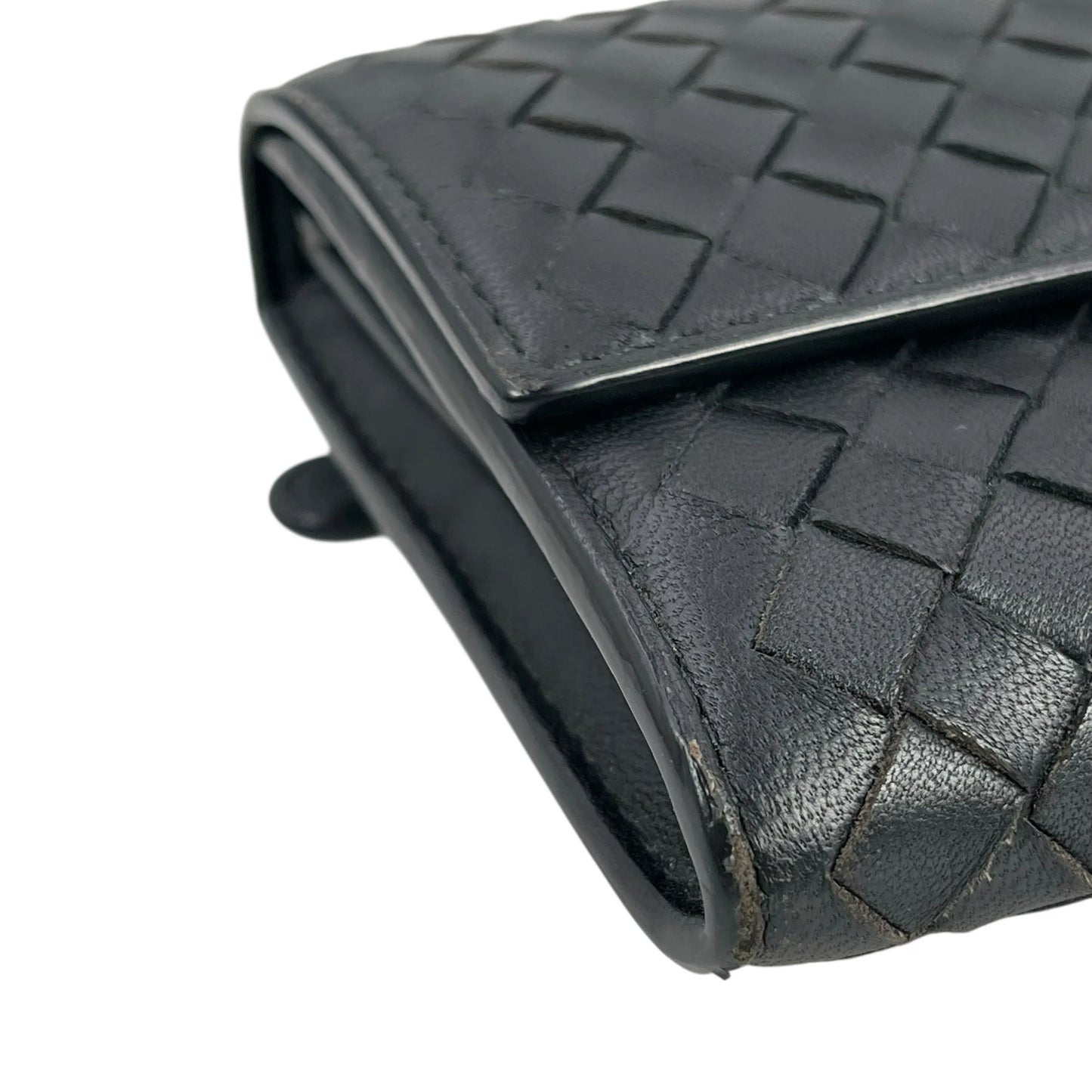 BOTTEGA VENETA Intrecciato Leather Long Wallet - Black 