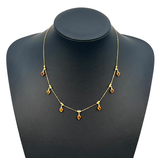 Diamond and Peridot Stones Necklace Yellow Gold