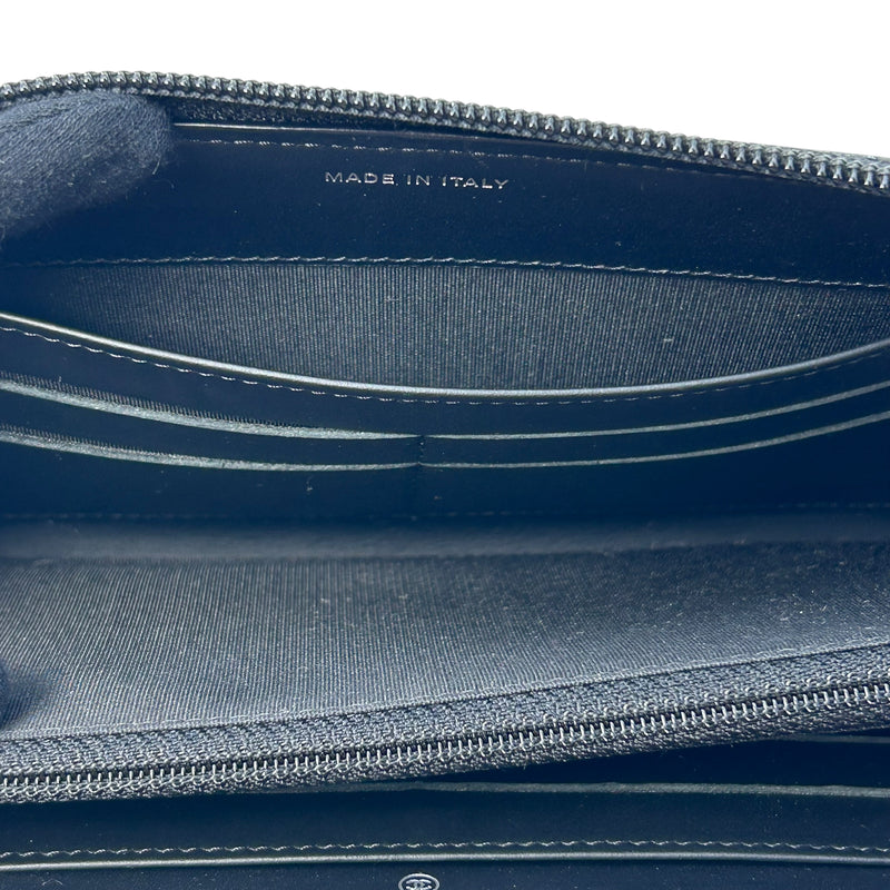 CHANEL Cocomark Caviar Skin Zip Long Wallet - Black