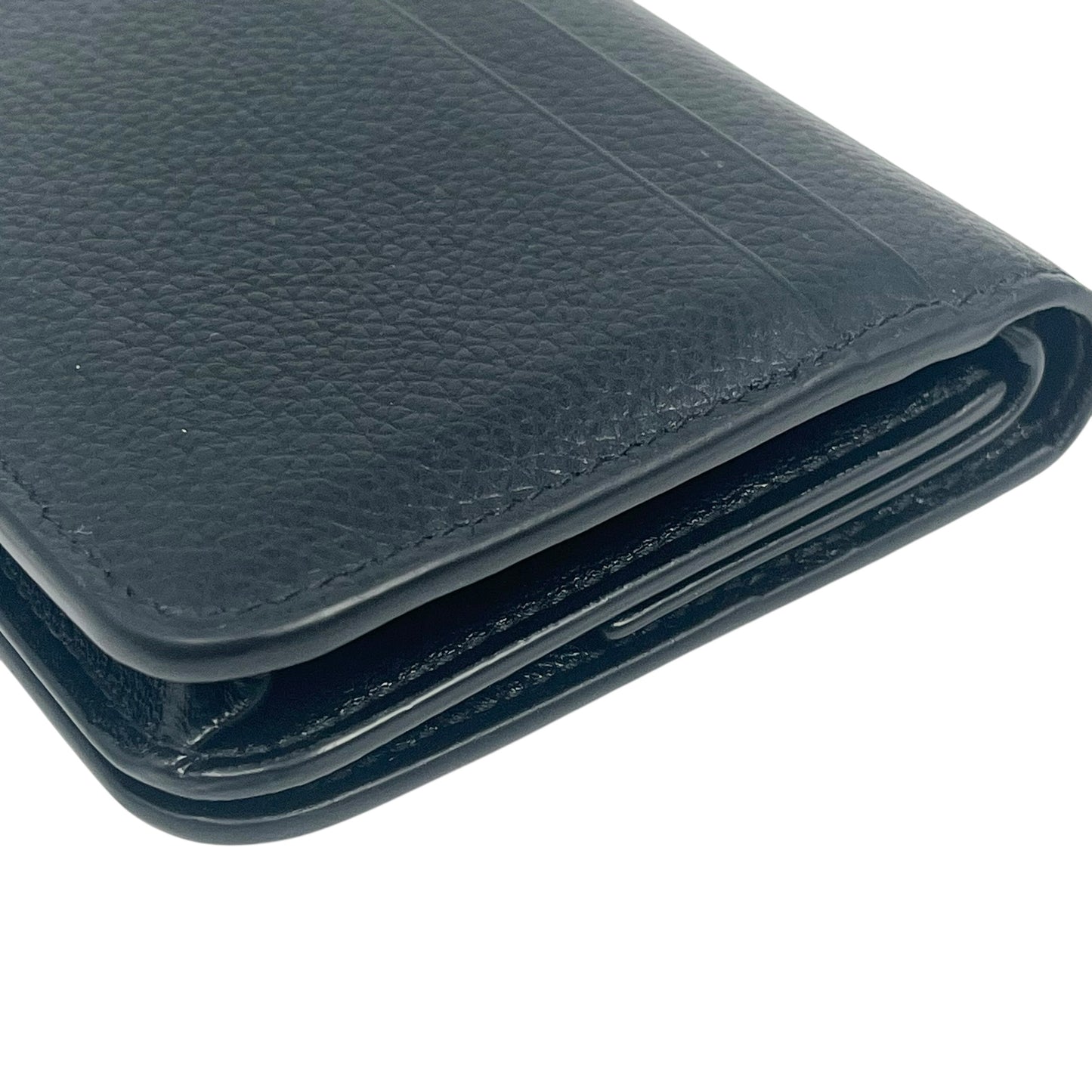 BALENCIAGA Classic Cash Leather Coin Purse Card Case Wallet - Black