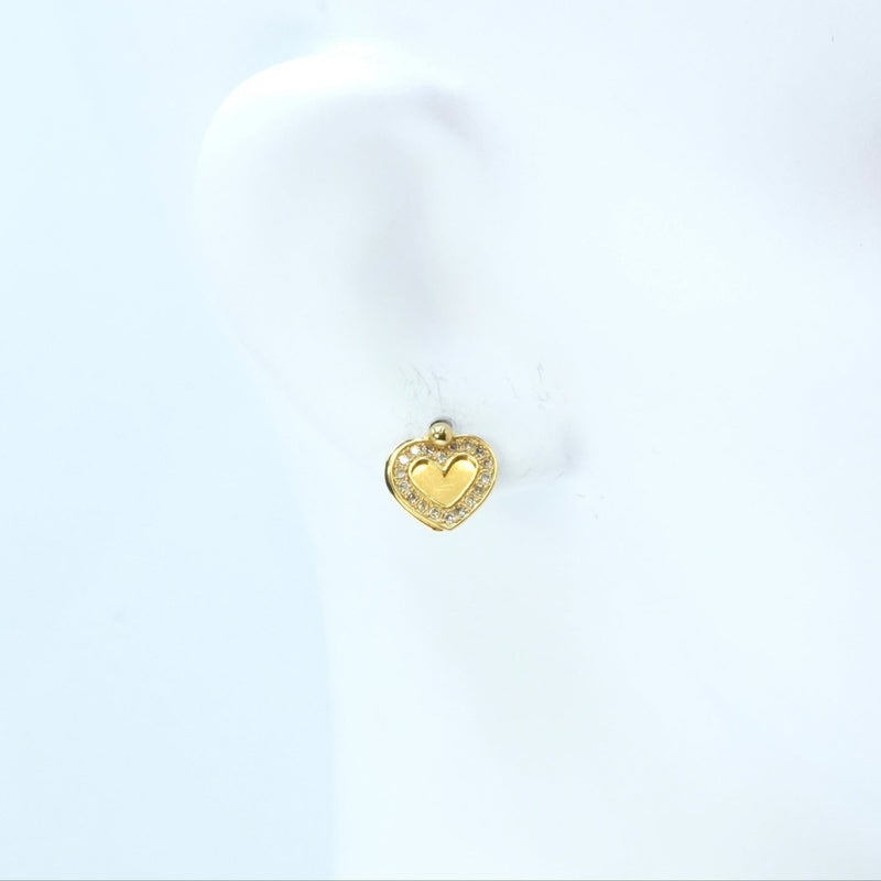 K18 Yellowgold Diamond Heart Earring