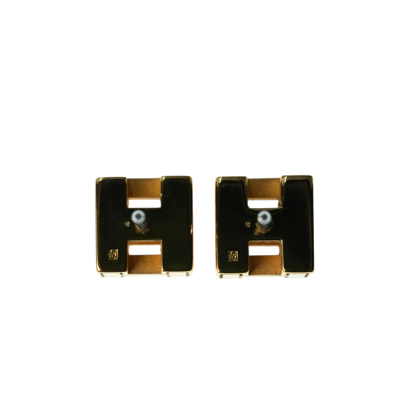HERMES Cage d' H Cube Earring Orange