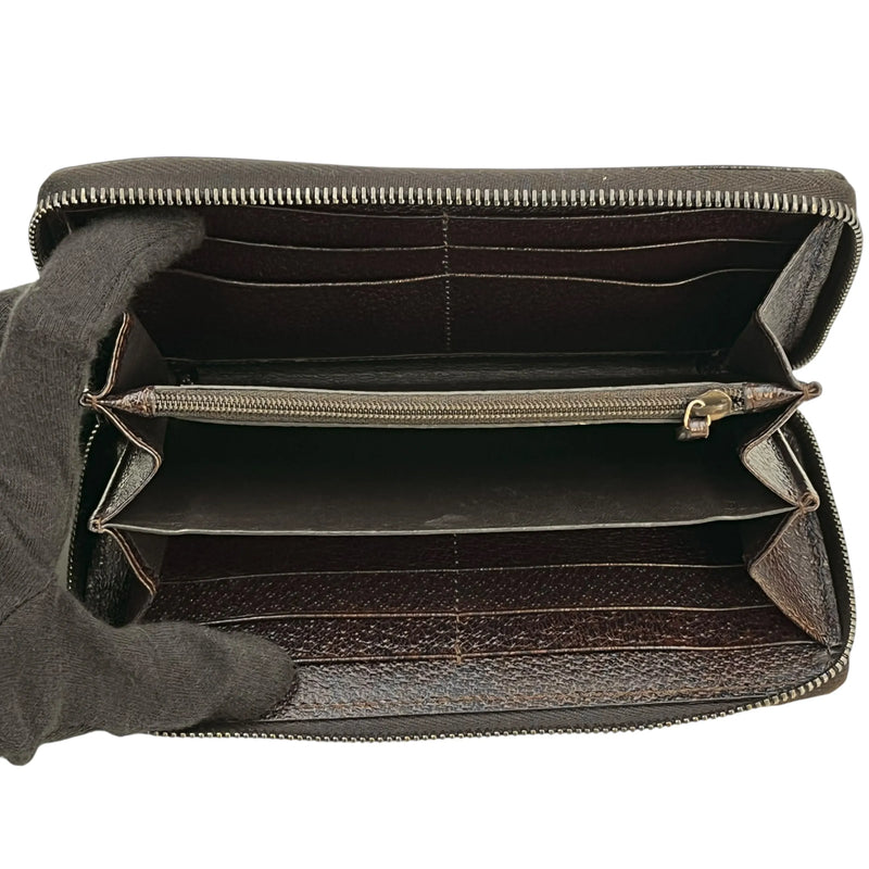 GUCCI Guccissima Round Zipper Long Wallet - Brown