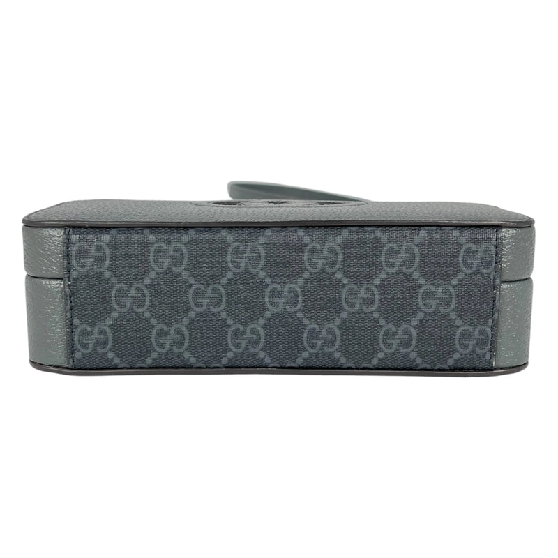 GUCCI GG Supreme Small Faux Leather Cross Body Bag - Gray