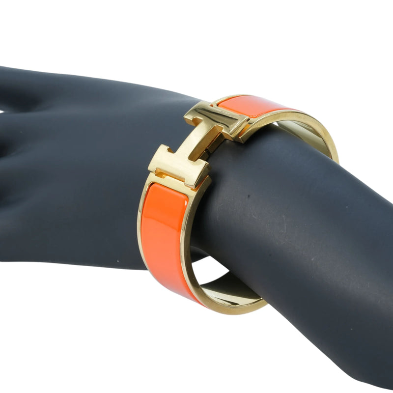 HERMES Clic Clac H Enamel GM Orange Bracelet Accessories