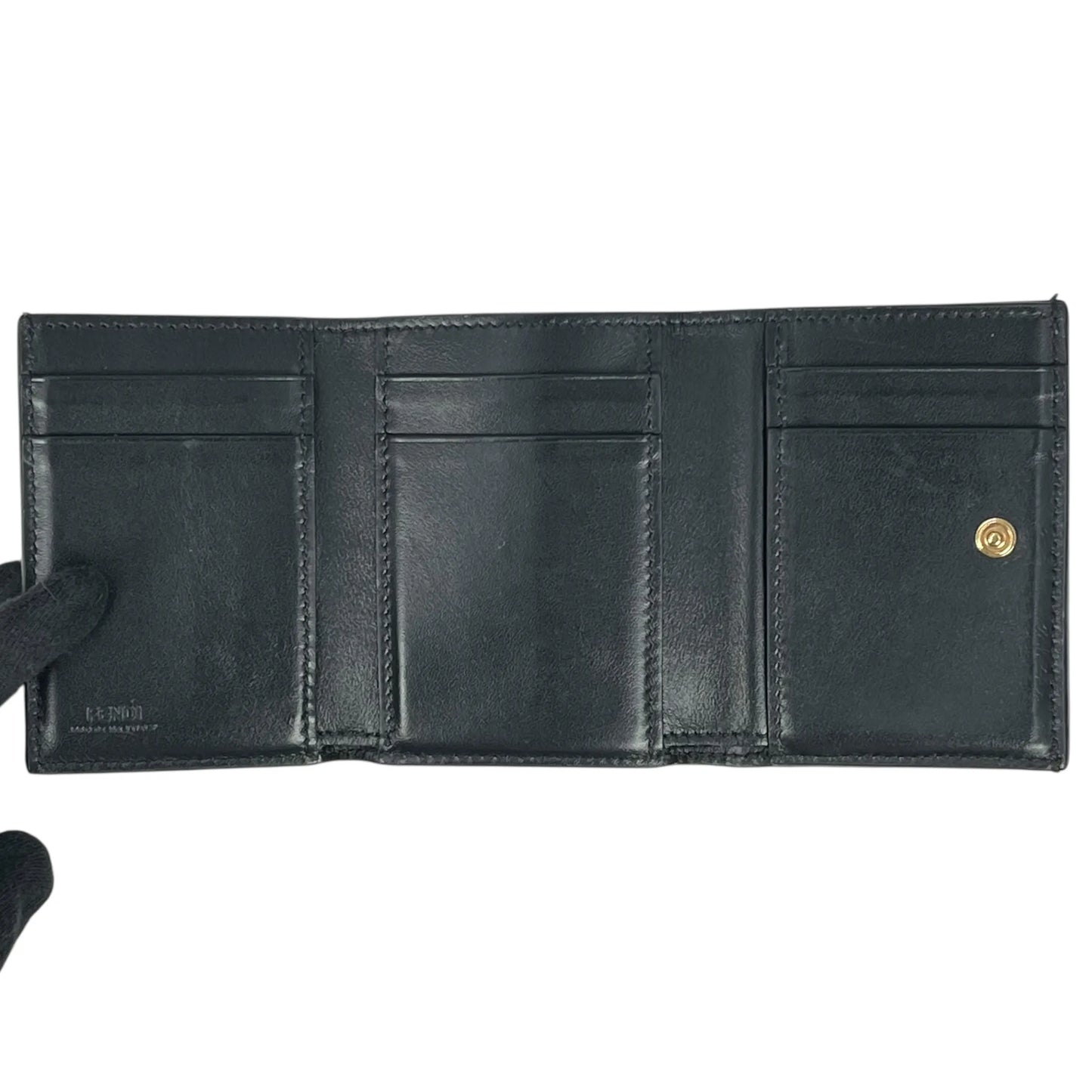 FENDI FF Diamond Tri-fold Compact Wallet - Black