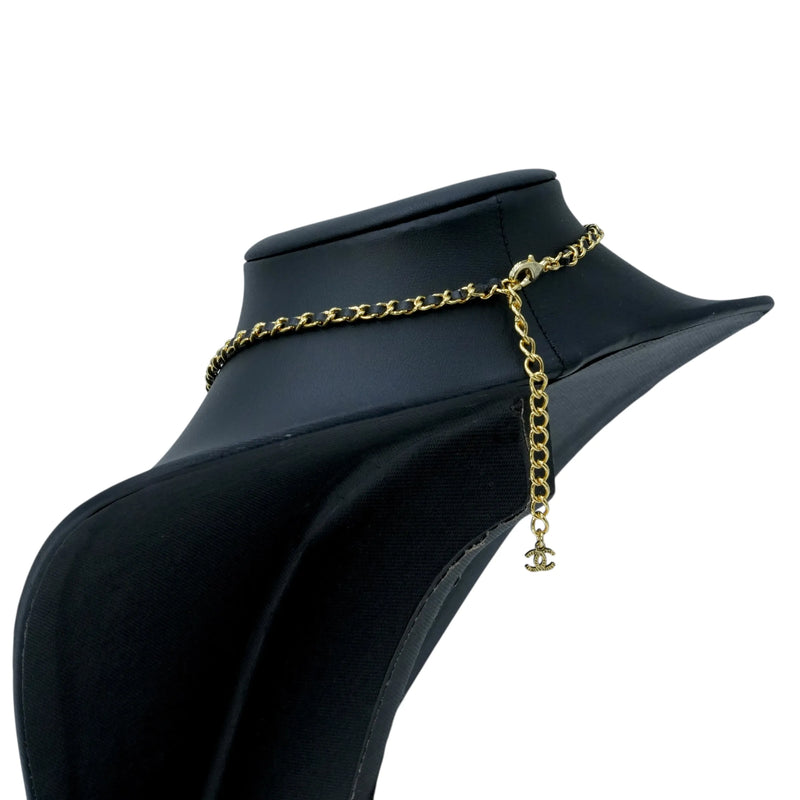 CHANEL Pearl Crystal Roller Skate Necklace - Gold Plated