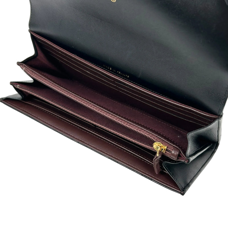 CHANEL CC Logo Lambskin Long Wallet - Black