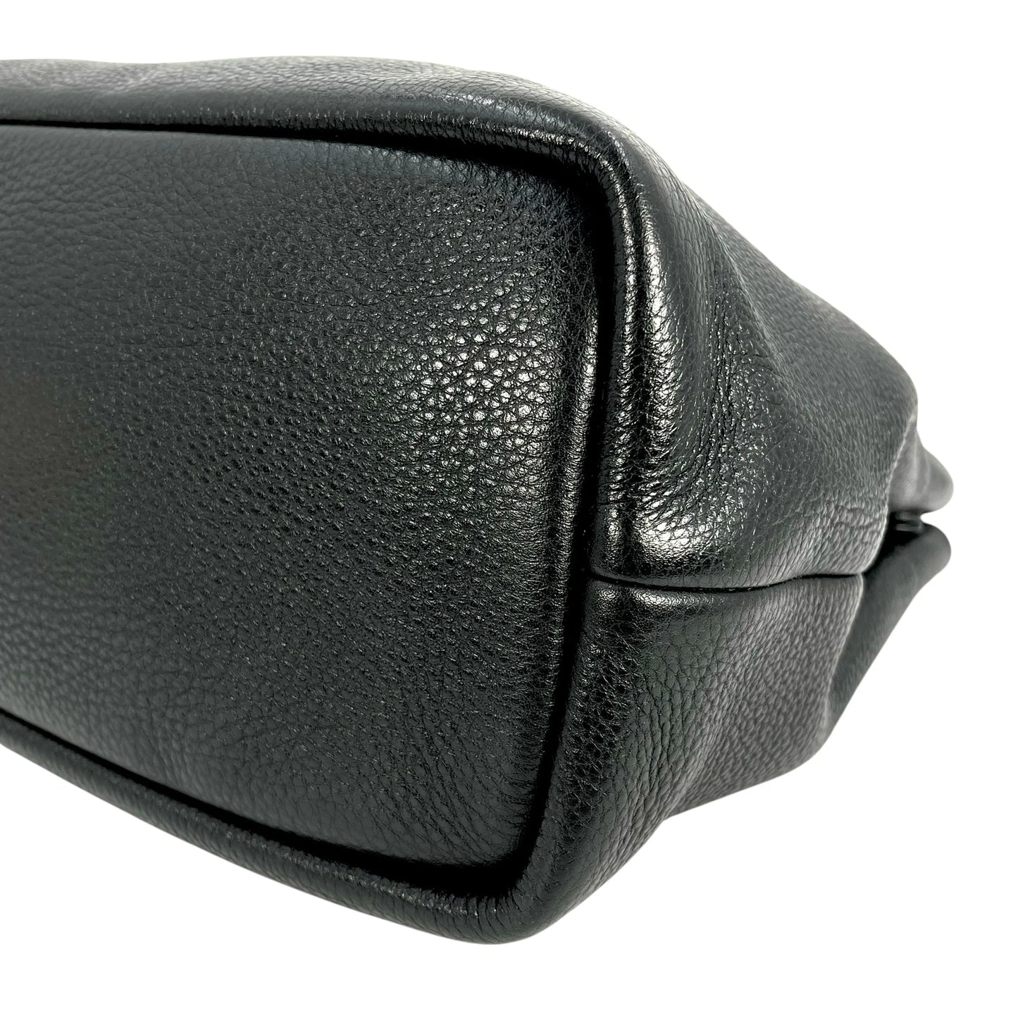 PRADA Punching Logo Hand Bag Leather - Black
