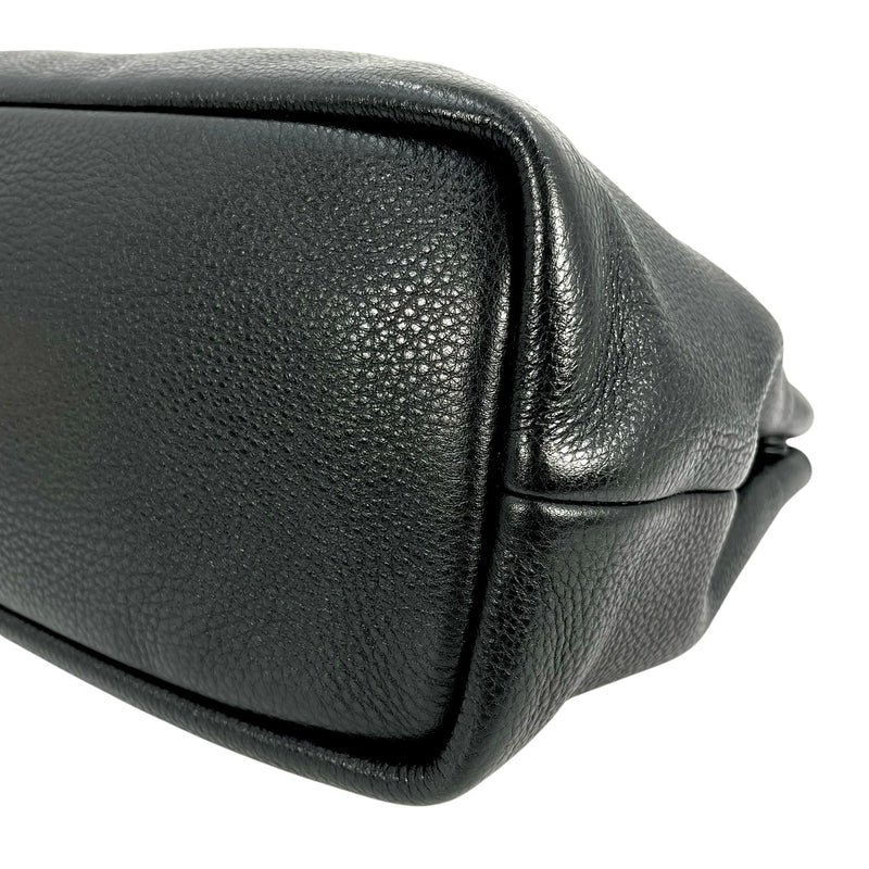 PRADA Punching Logo Hand Bag Leather - Black