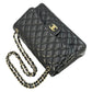 CHANEL Matelasse W-flap Chain Shoulder Bag - Black 
