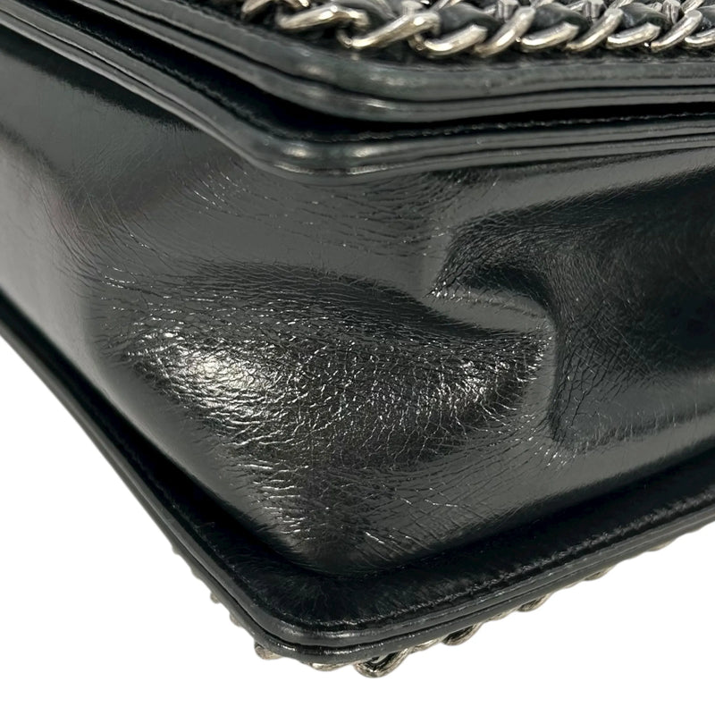 CHANEL Boy Chanel Leather Chain Shoulder Bag - Black
