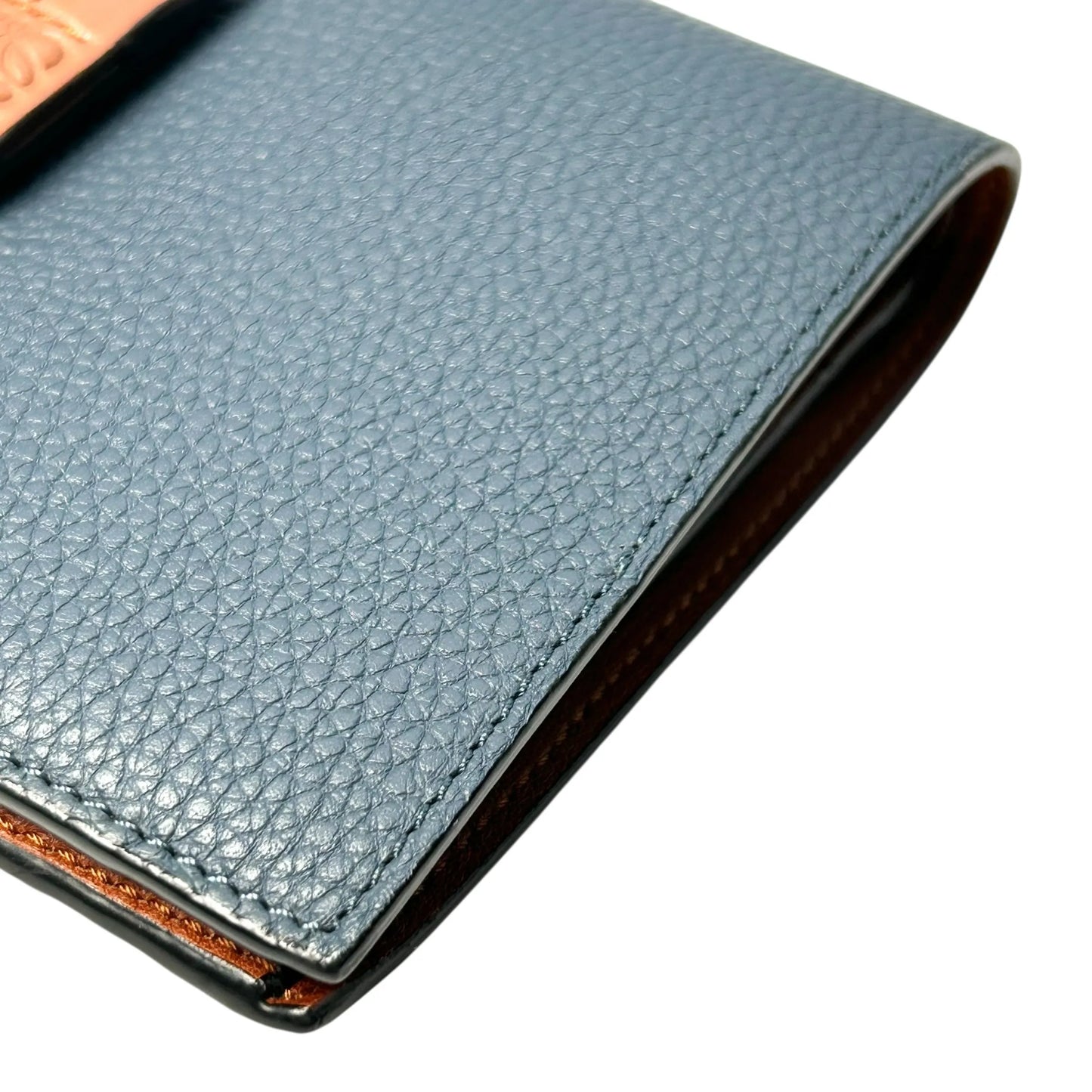 Loewe Vertical Small Wallet Calfskin Compact Wallet - Navy 