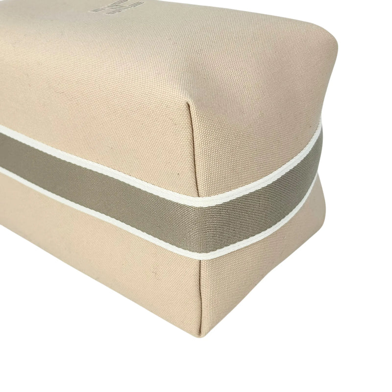 HERMES Bridesmaid Black GM Cotton Canvas Pouch - Beige