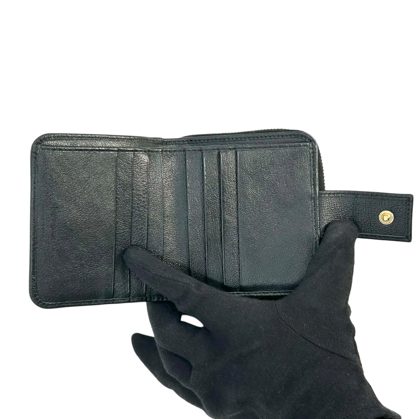 SAINT LAURENT カサンドラ ラウンドジップ レザー コンパクトウォレット - ブラック