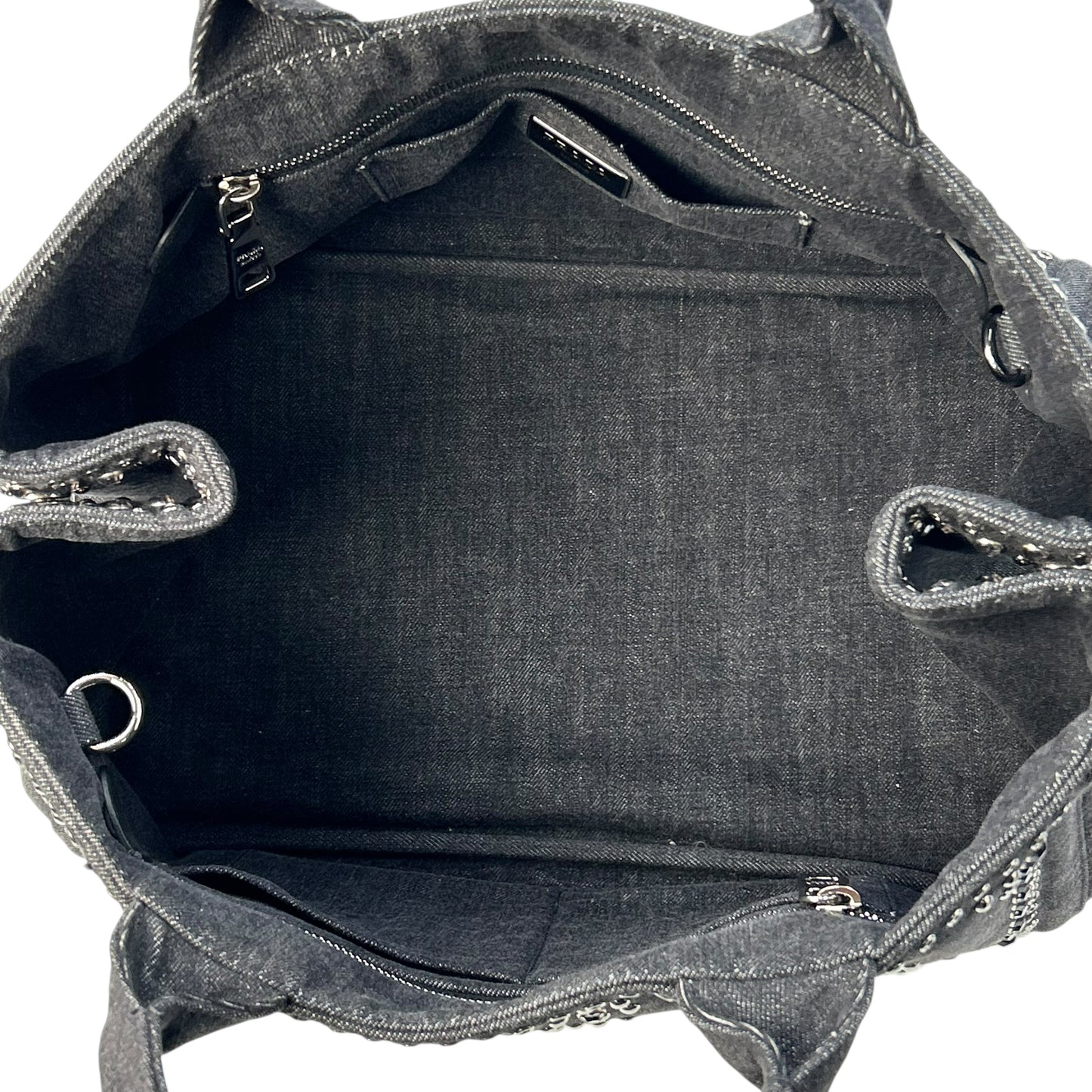 PRADA Canapa Rhinestone Hand Bag - Charcoal Gray