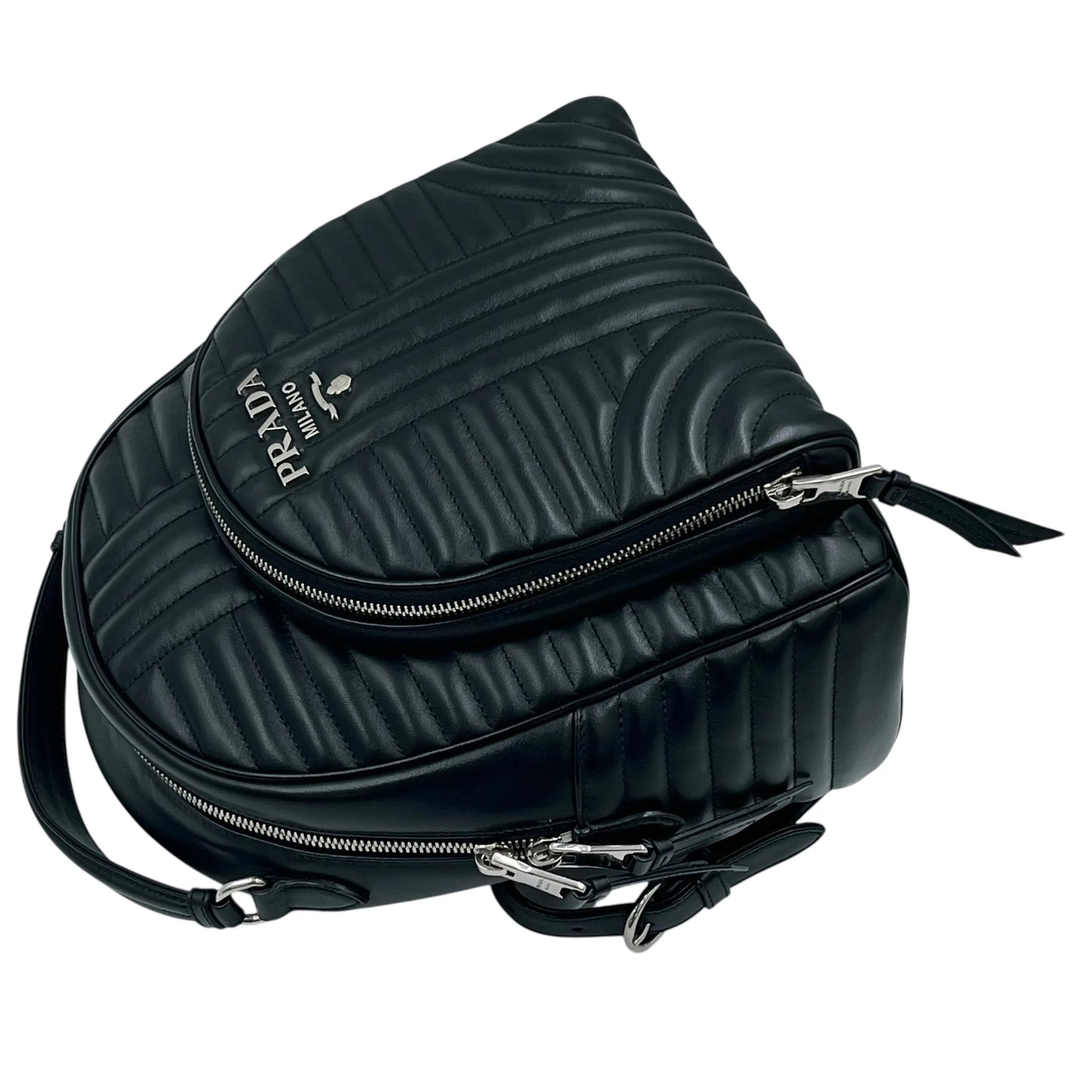 PRADA Diagramme Leather Backpack - Black