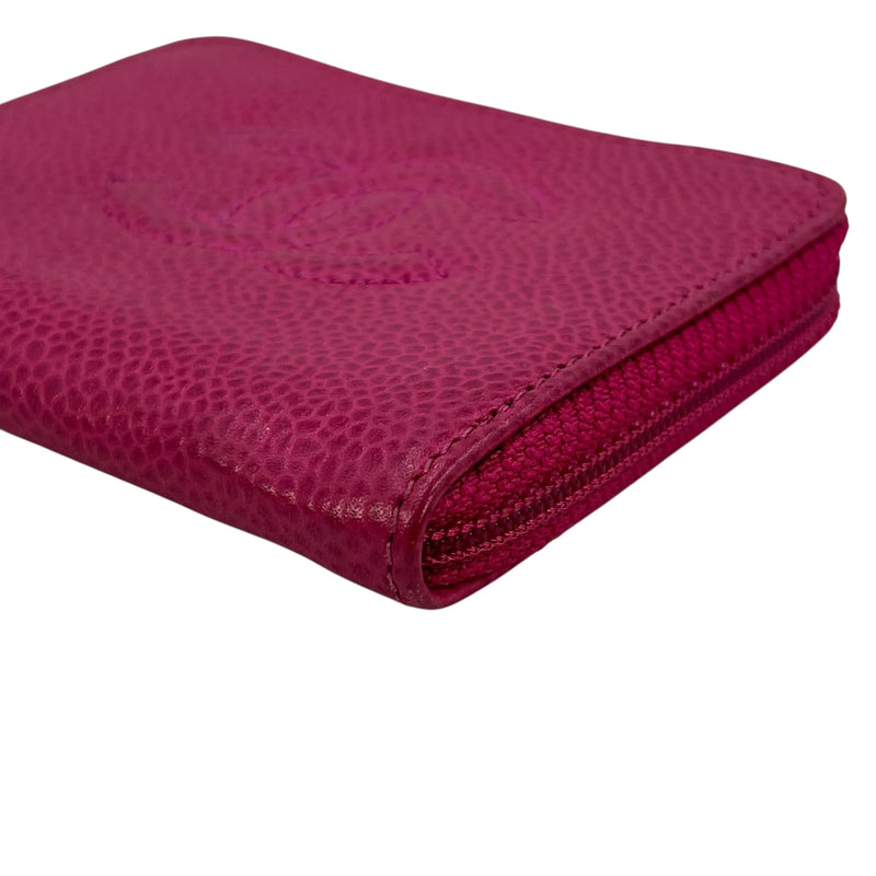 CHANEL キャビアスキン ジップ コインケース - ピンク