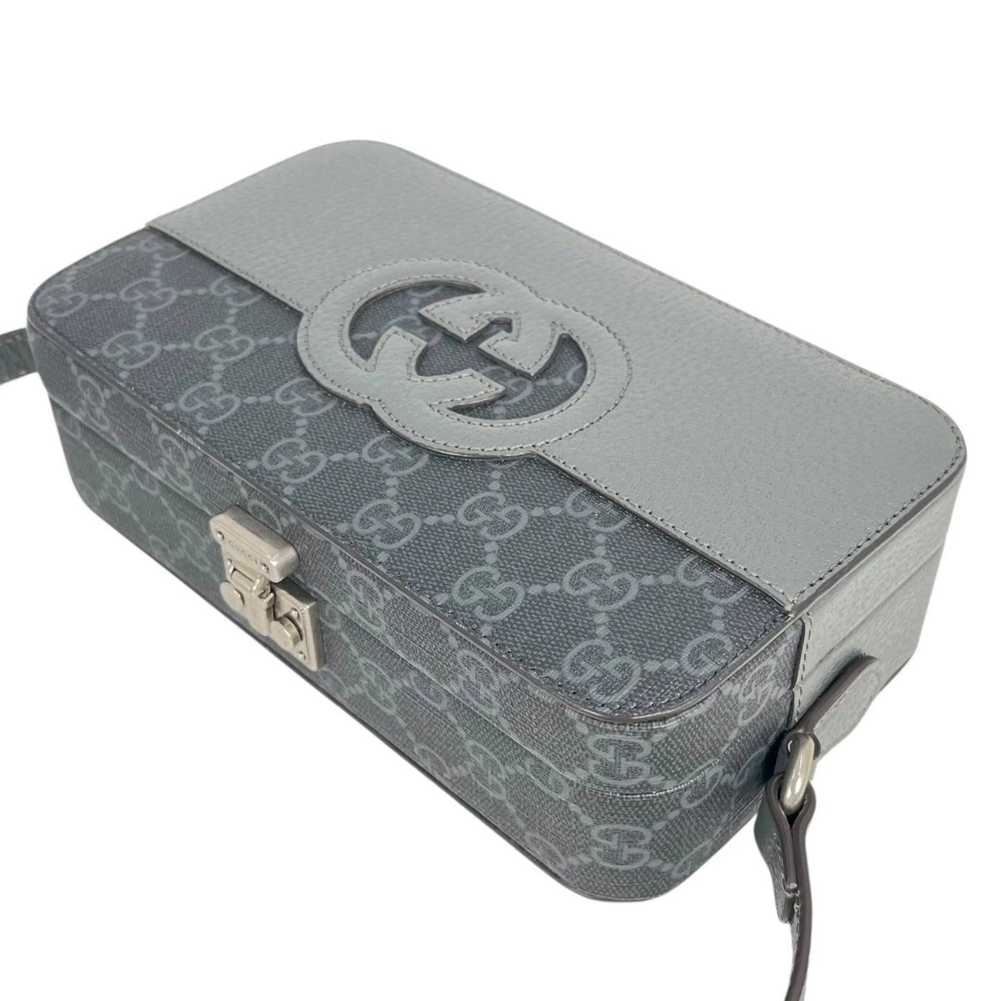 GUCCI GG Supreme Small Faux Leather Cross Body Bag - Gray