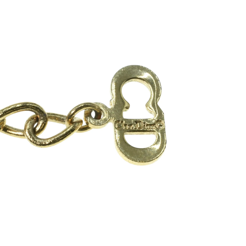 Dior Rhinestone Mini Logo Necklace - Gold Plated