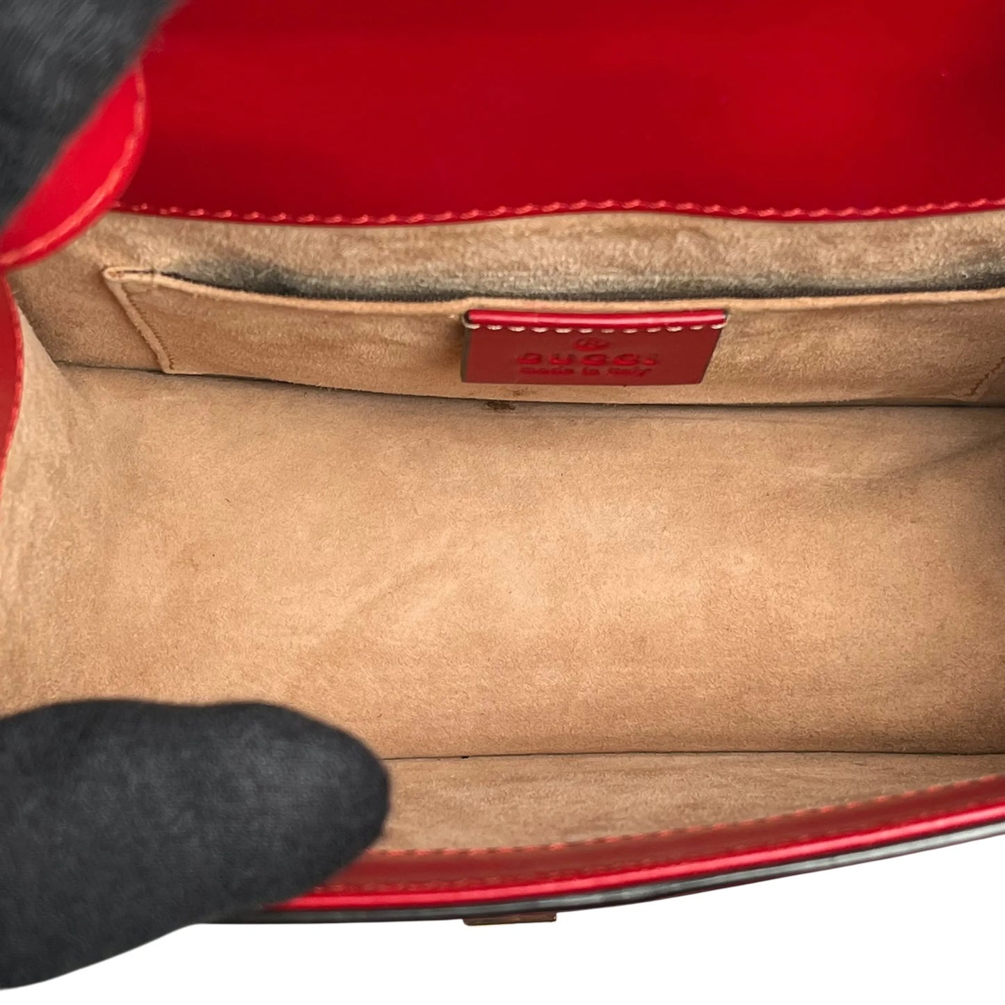 GUCCI Sylvie Chain Mini Hand Bag Shoulder Bag - Red