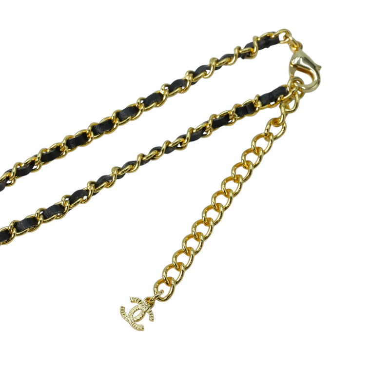 CHANEL Pearl Crystal Roller Skate Necklace - Gold Plated
