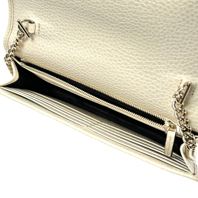 GUCCI Interrocking G Chain Wallet Shoulder Bag - Cream White