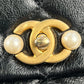 CHANEL Matelasse Lambskin Pearl Chain Shoulder Bag - Black