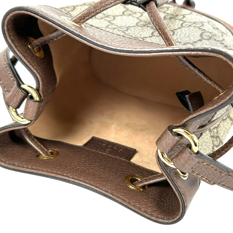 GUCCI Ophidia GG Supreme Canvas Mini Bucket Bag - Brown 