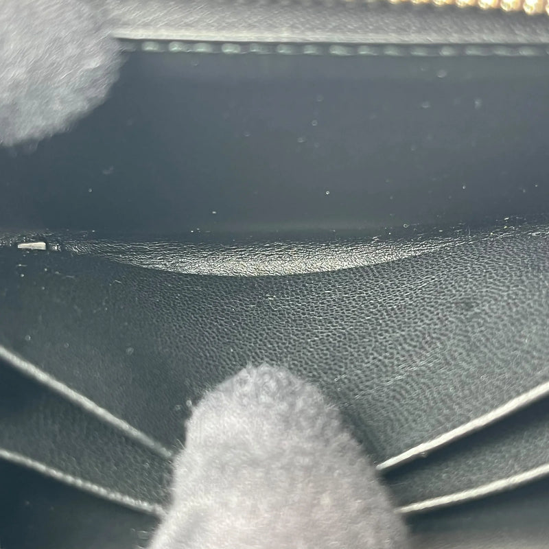 GUCCI GG Leather Round Zip Coin Case - Black 