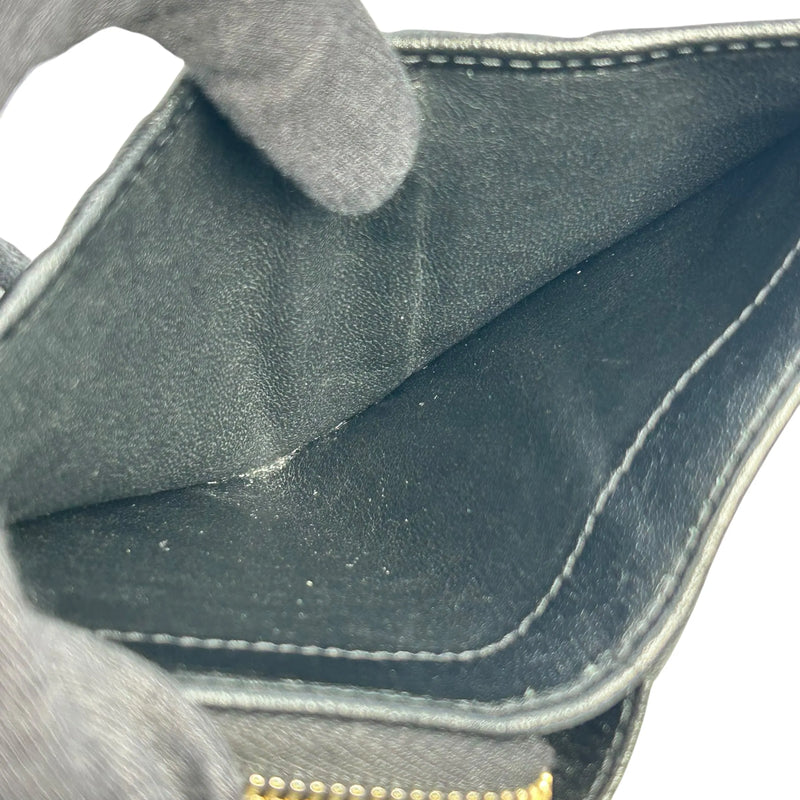 SAINT LAURENT カサンドラ ラウンドジップ レザー コンパクトウォレット - ブラック