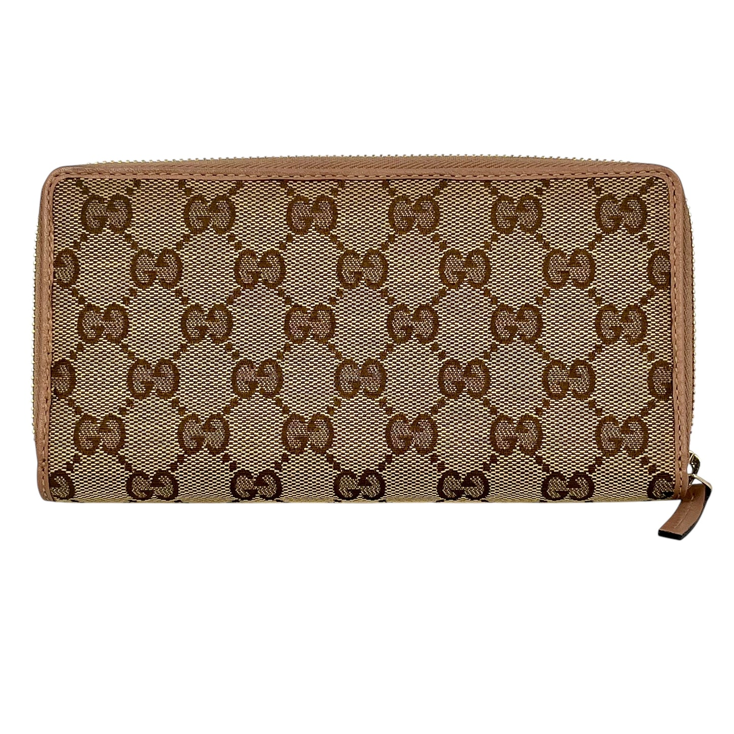 GUCCI GG Canvas Ribbon Round Zip Long Wallet