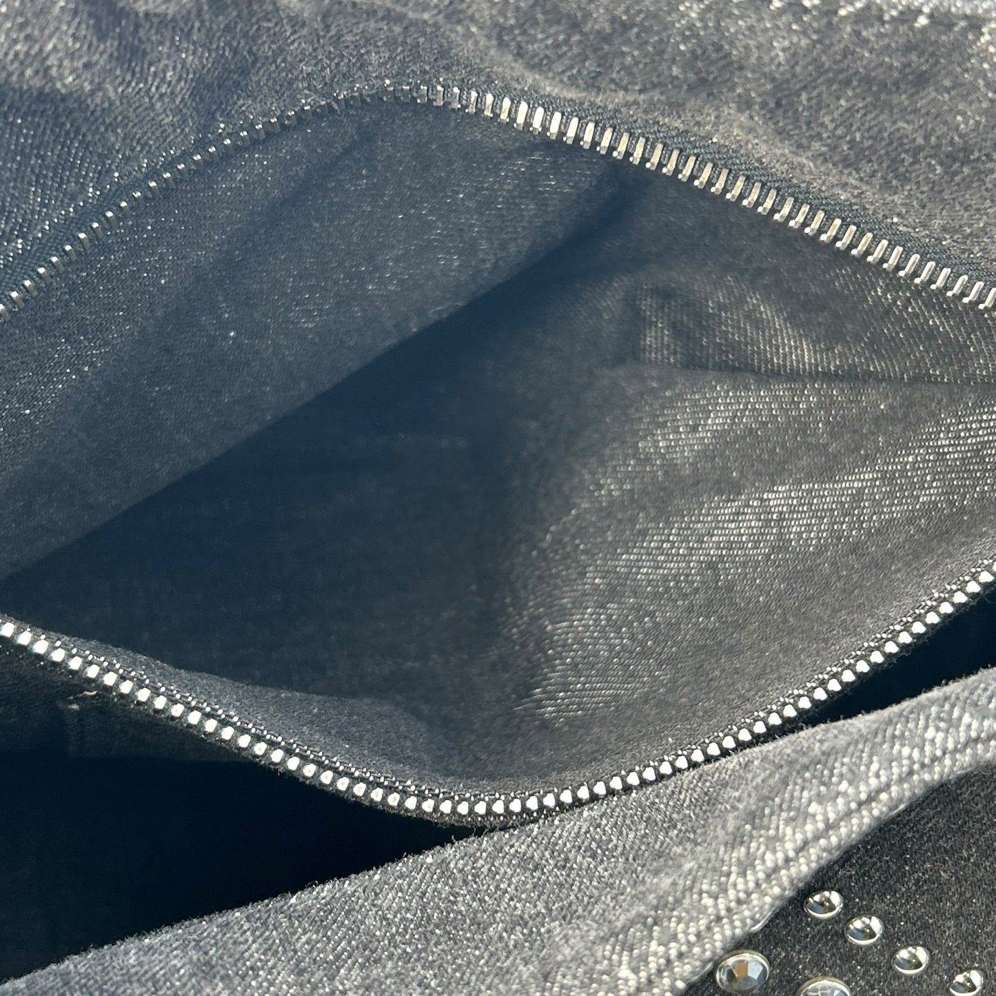 PRADA Canapa Rhinestone Hand Bag - Charcoal Gray
