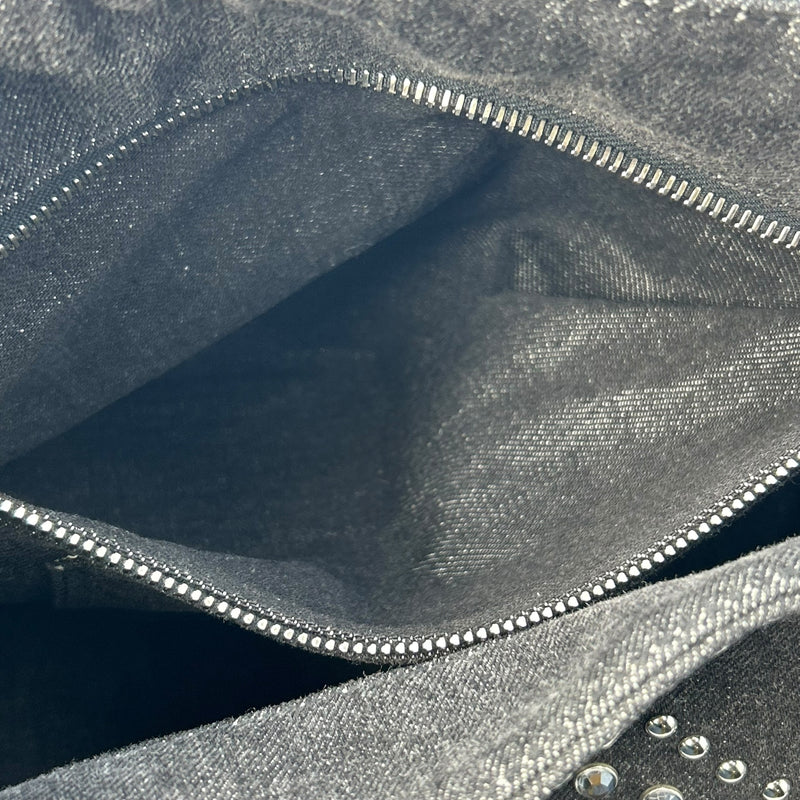 PRADA Canapa Rhinestone Hand Bag - Charcoal Gray