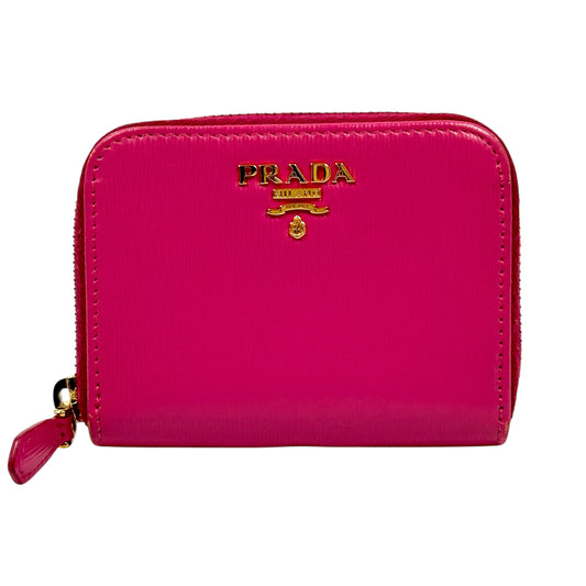 PRADA Round Zip Compact Wallet Coin Purse - Pink