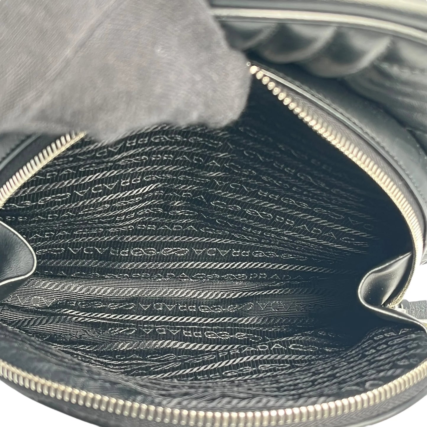 PRADA Diagramme Leather Backpack - Black