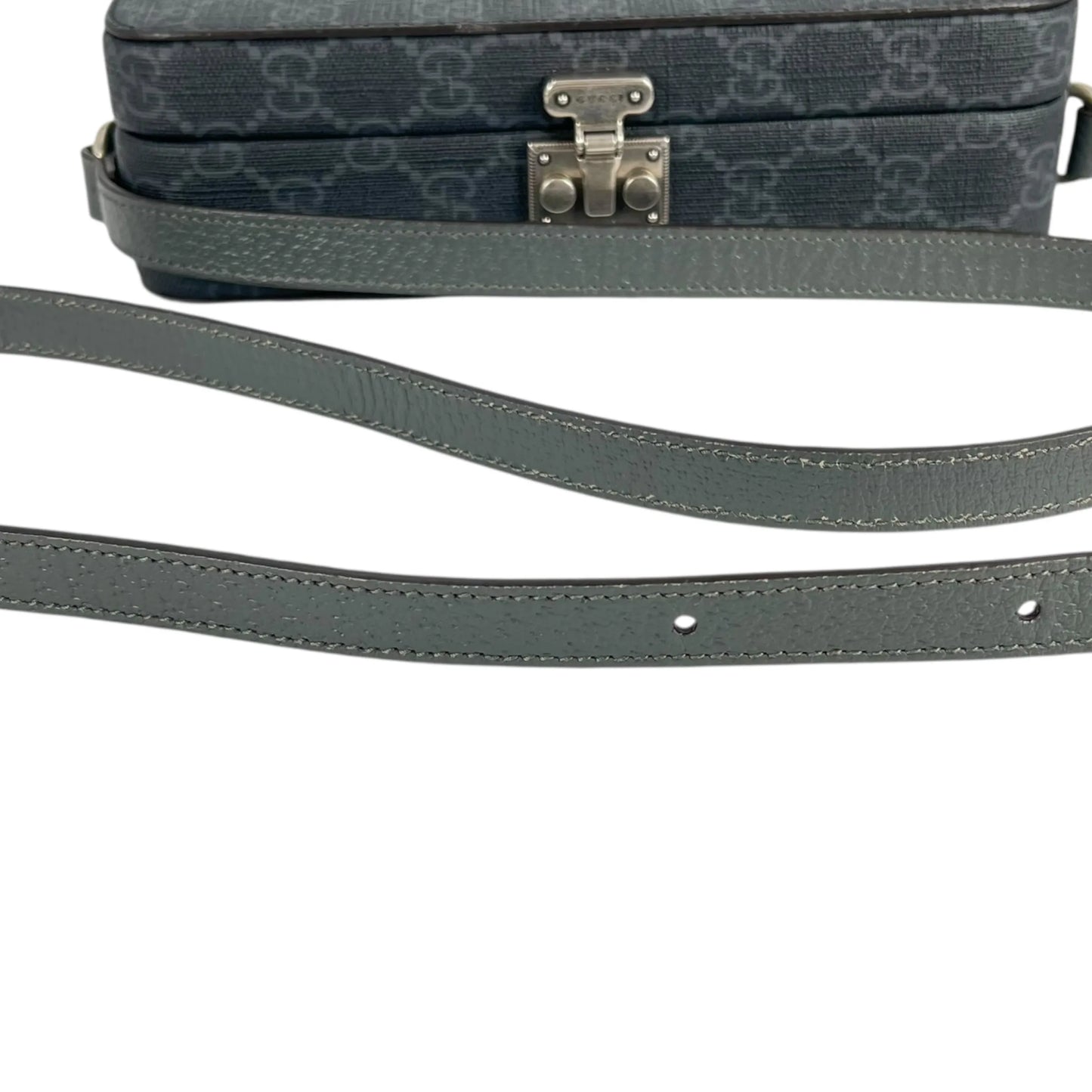GUCCI GG Supreme Small Faux Leather Cross Body Bag - Gray