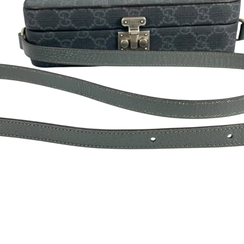 GUCCI GG Supreme Small Faux Leather Cross Body Bag - Gray