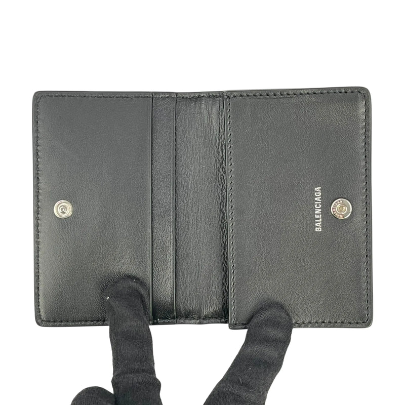 BALENCIAGA Paper Compact Wallet Crocodile - Black