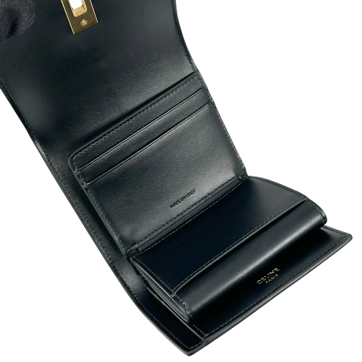 CELINE Trifold Calfskin Compact Wallet 16 - Black