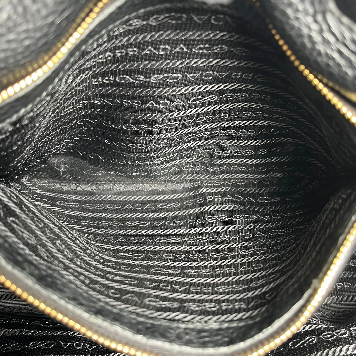 PRADA Punching Logo Hand Bag Leather - Black