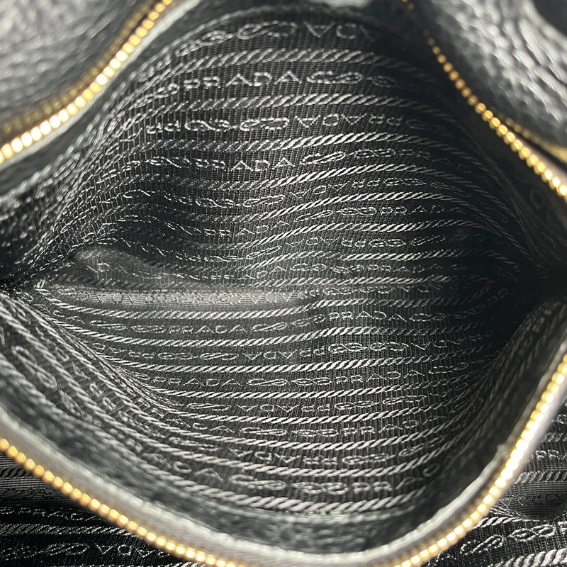 PRADA Punching Logo Hand Bag Leather - Black