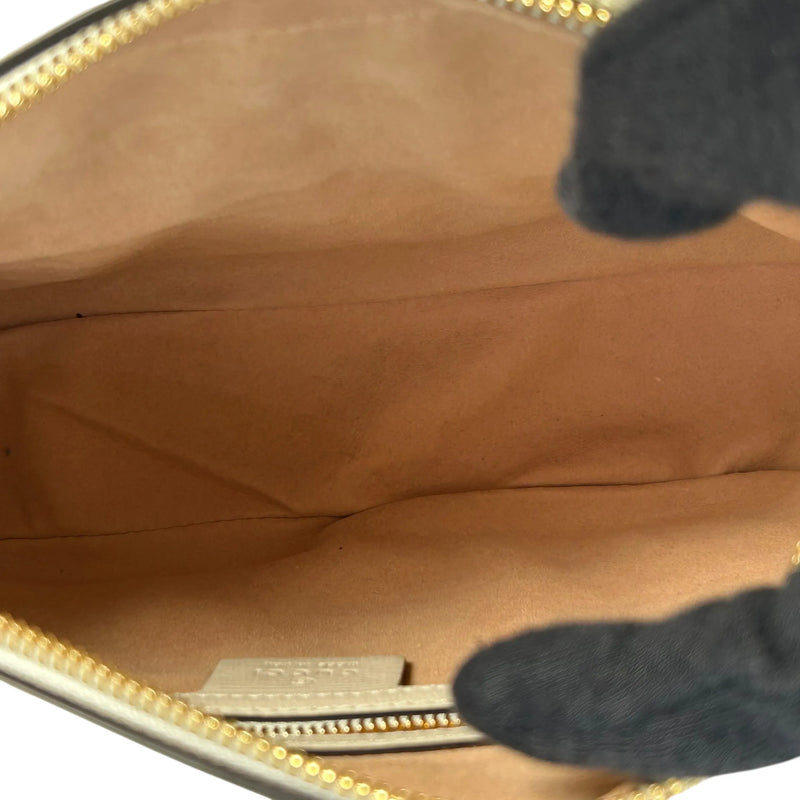 GUCCI ホースビット GGスプリーム キャンバス ショルダーバッグ - ブラウン × ホワイト